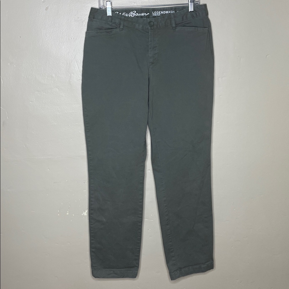 EDDIE BAUER Casual Green Pants Legendwash Stretch Curvy Straight Leg Comfy 10